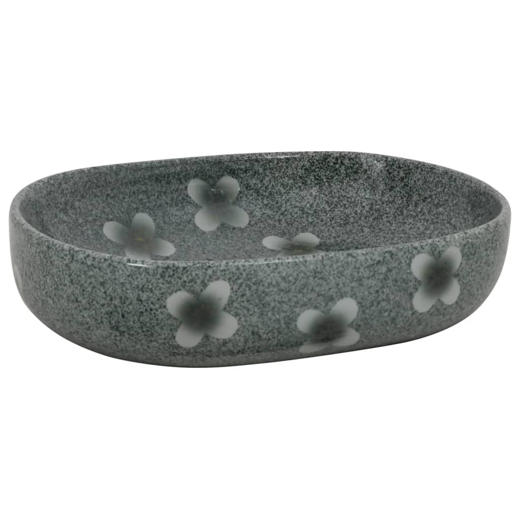 Baderomsvask blå oval 59x40x14 cm keramikk