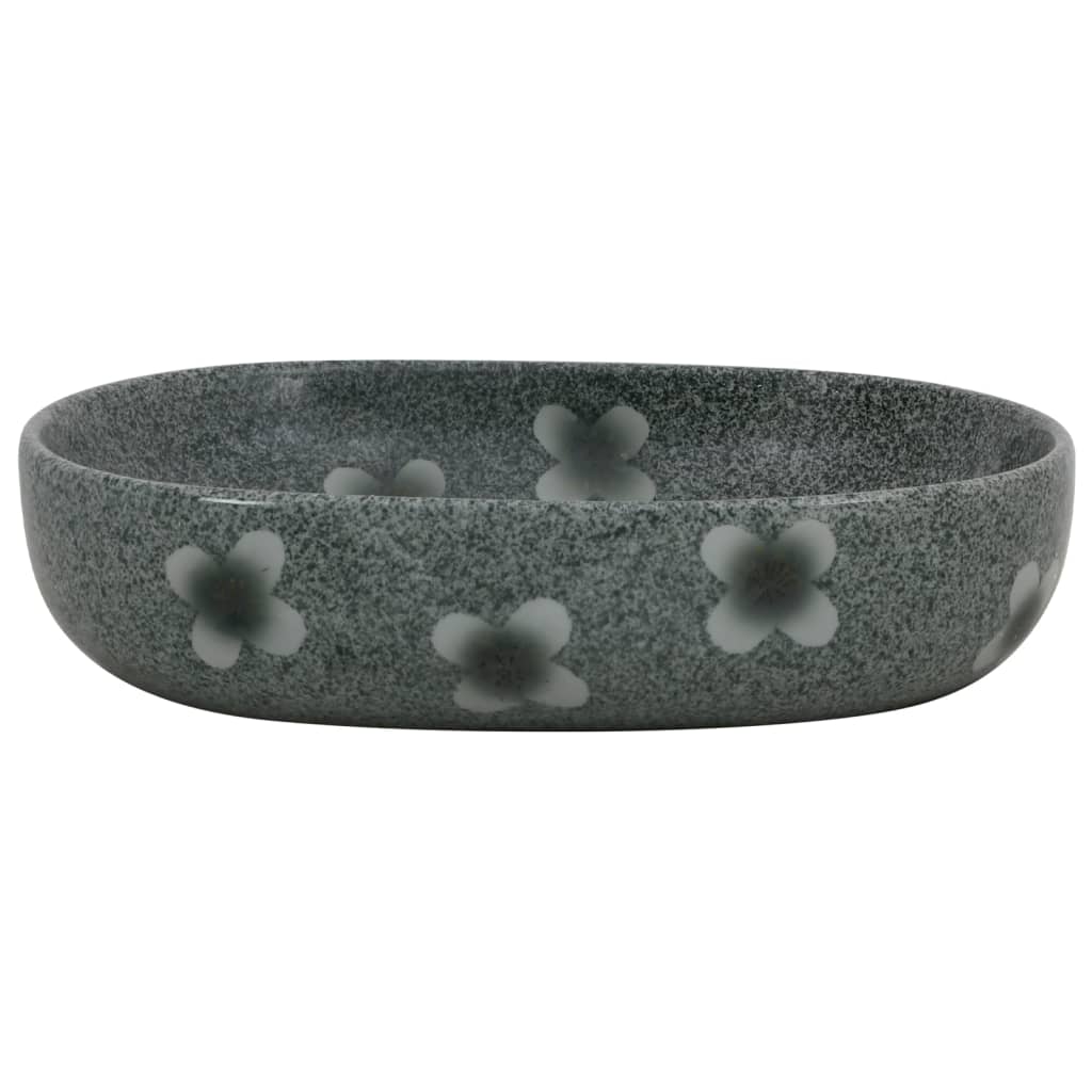 Baderomsvask blå oval 59x40x14 cm keramikk
