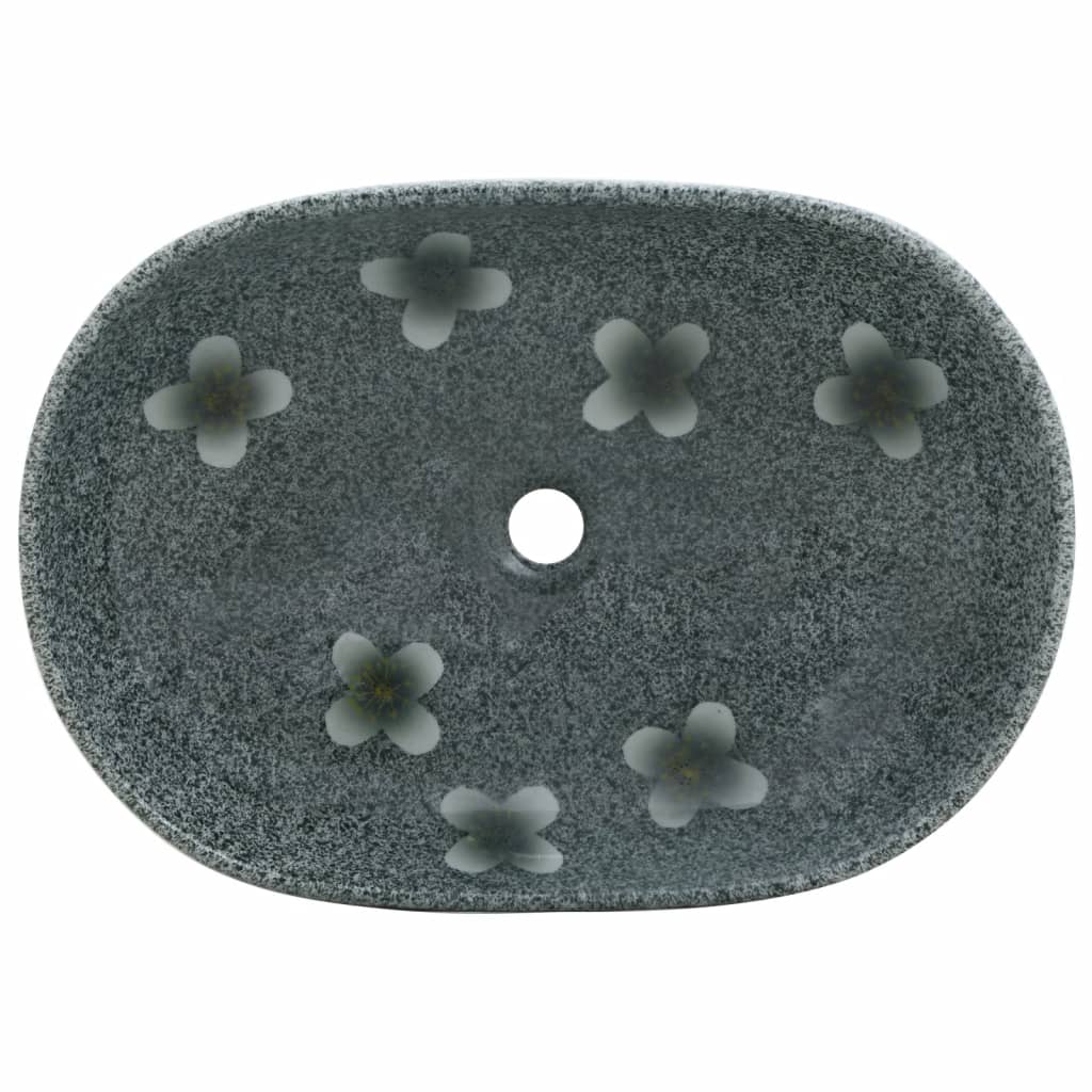 Baderomsvask blå oval 59x40x14 cm keramikk