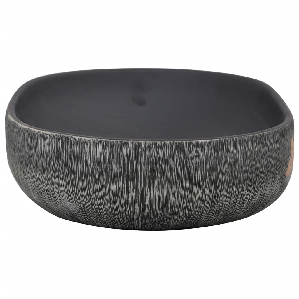 Baderomsvask Grå og Svart oval 59x40x14 cm keramikk