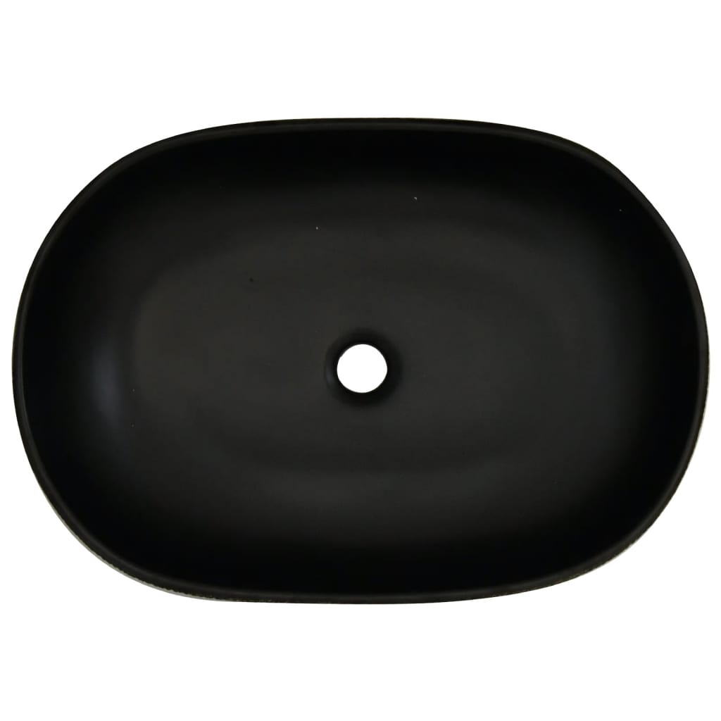Baderomsvask Grå og Svart oval 59x40x14 cm keramikk