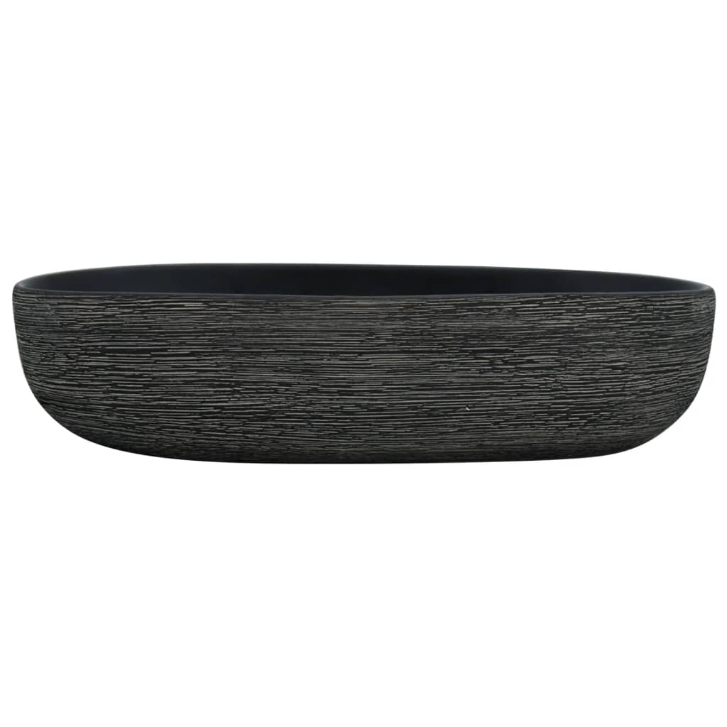 Baderomsvask Grå og Svart oval 59x40x14 cm keramikk