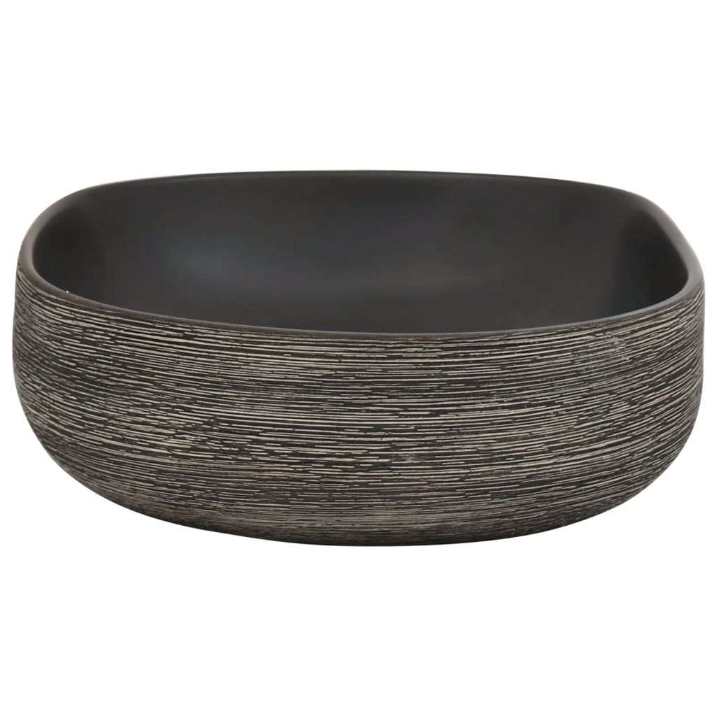 Baderomsvask Grå og Svart oval 59x40x14 cm keramikk