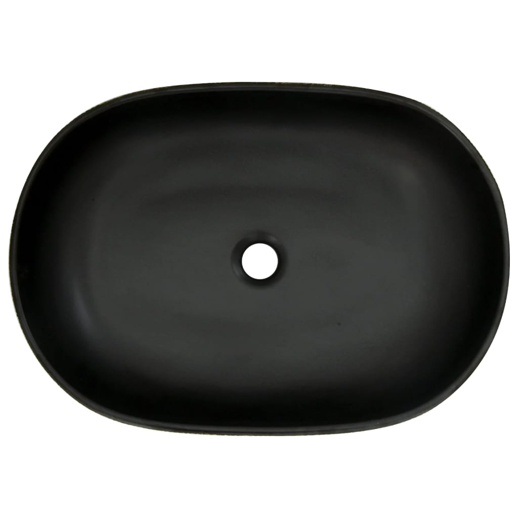 Baderomsvask Grå og Svart oval 59x40x14 cm keramikk