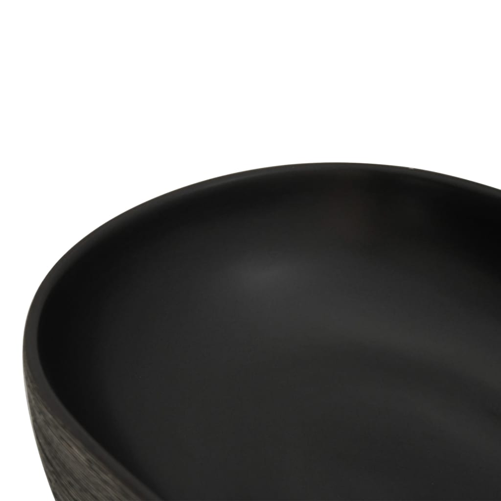 Baderomsvask Grå og Svart oval 59x40x14 cm keramikk