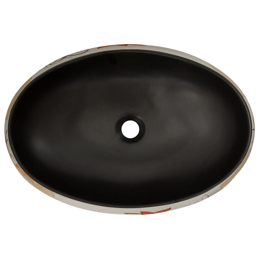 Baderomsvask flerfarget oval 59x40x15 cm keramikk