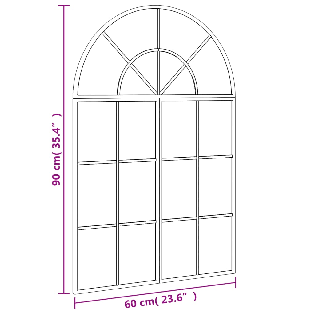 Veggspeil svart 60x90 cm buet jern
