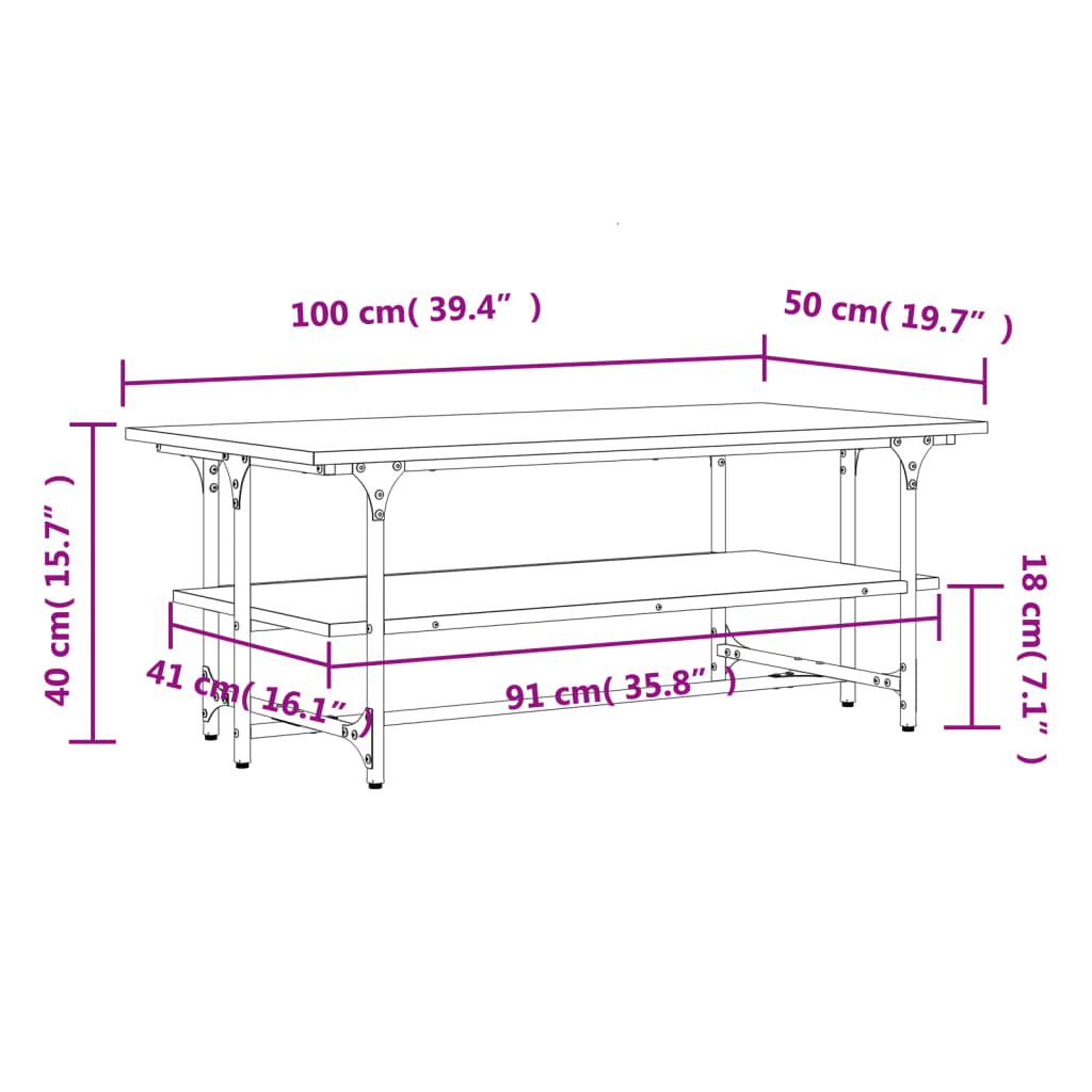 Salongbord Sofabord Svart 100x50x40 cm