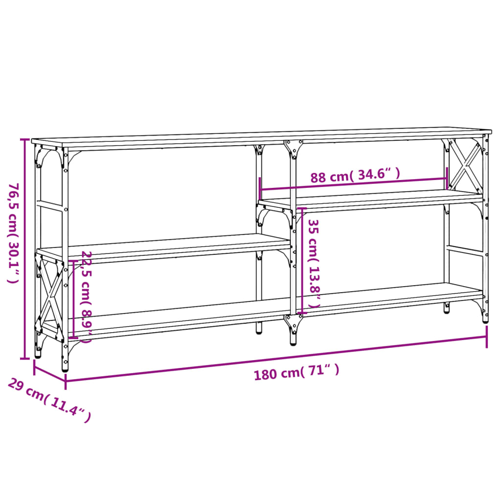 Avlastningsbord konsollbord Brun Eik 180x29x76,5 cm