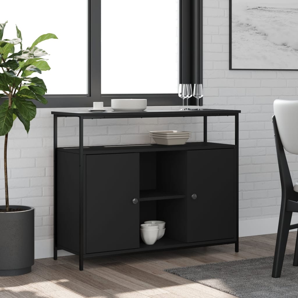 Skjenk Svart 100x35x80 cm