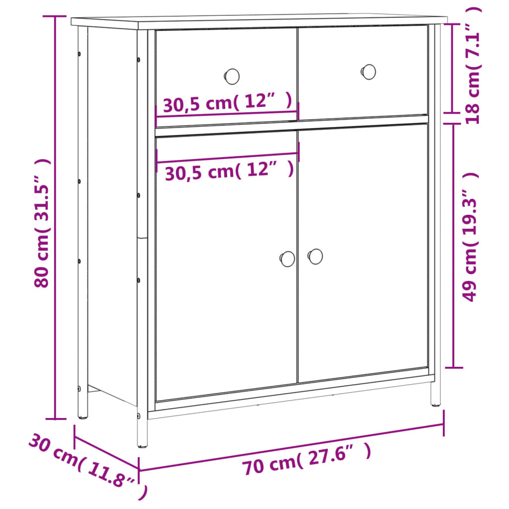 Skjenk Sonoma Eik 70x30x80 cm