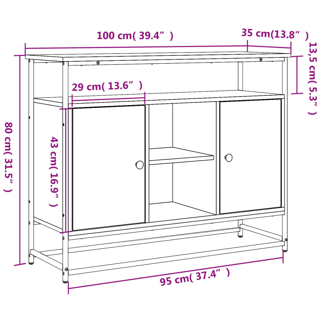 Kommode Sonoma Grå 100x35x80 cm