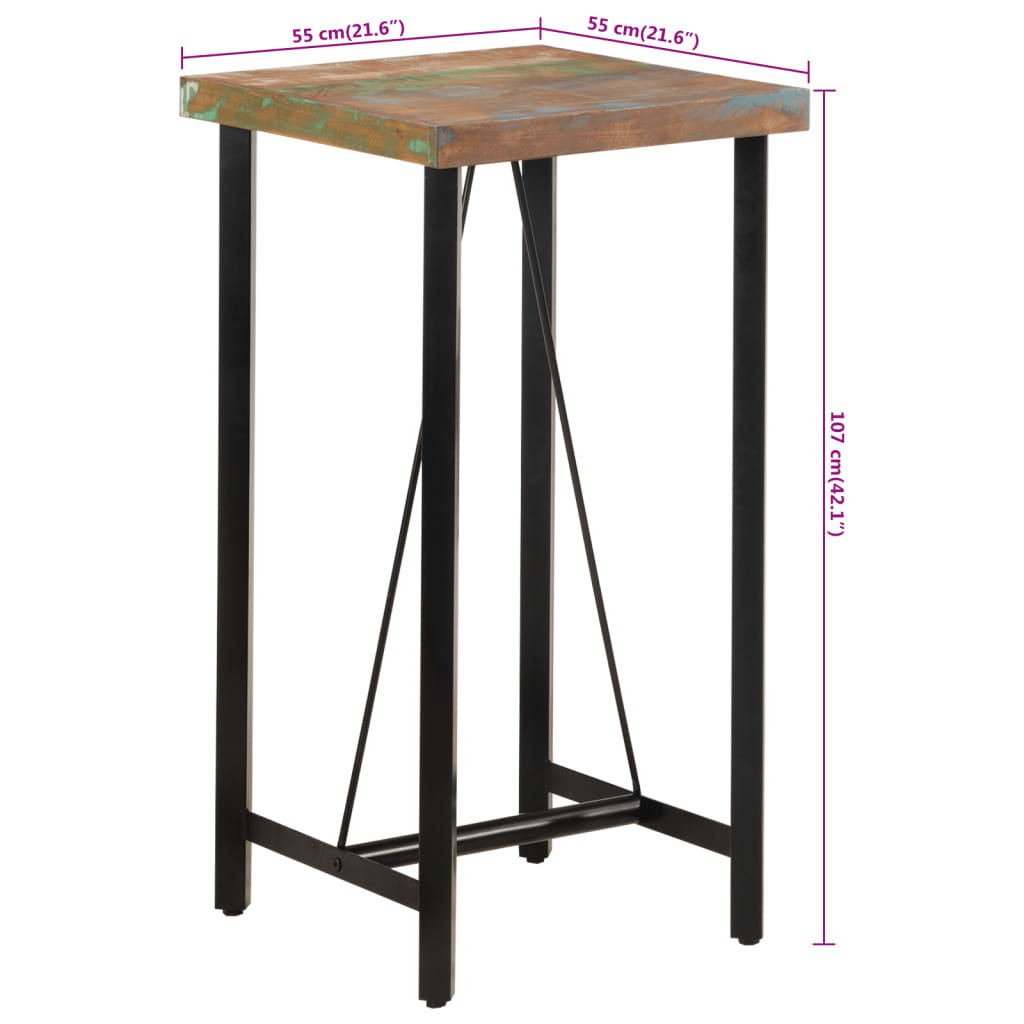 Barbord 55x55x107 cm heltre akasie og jern