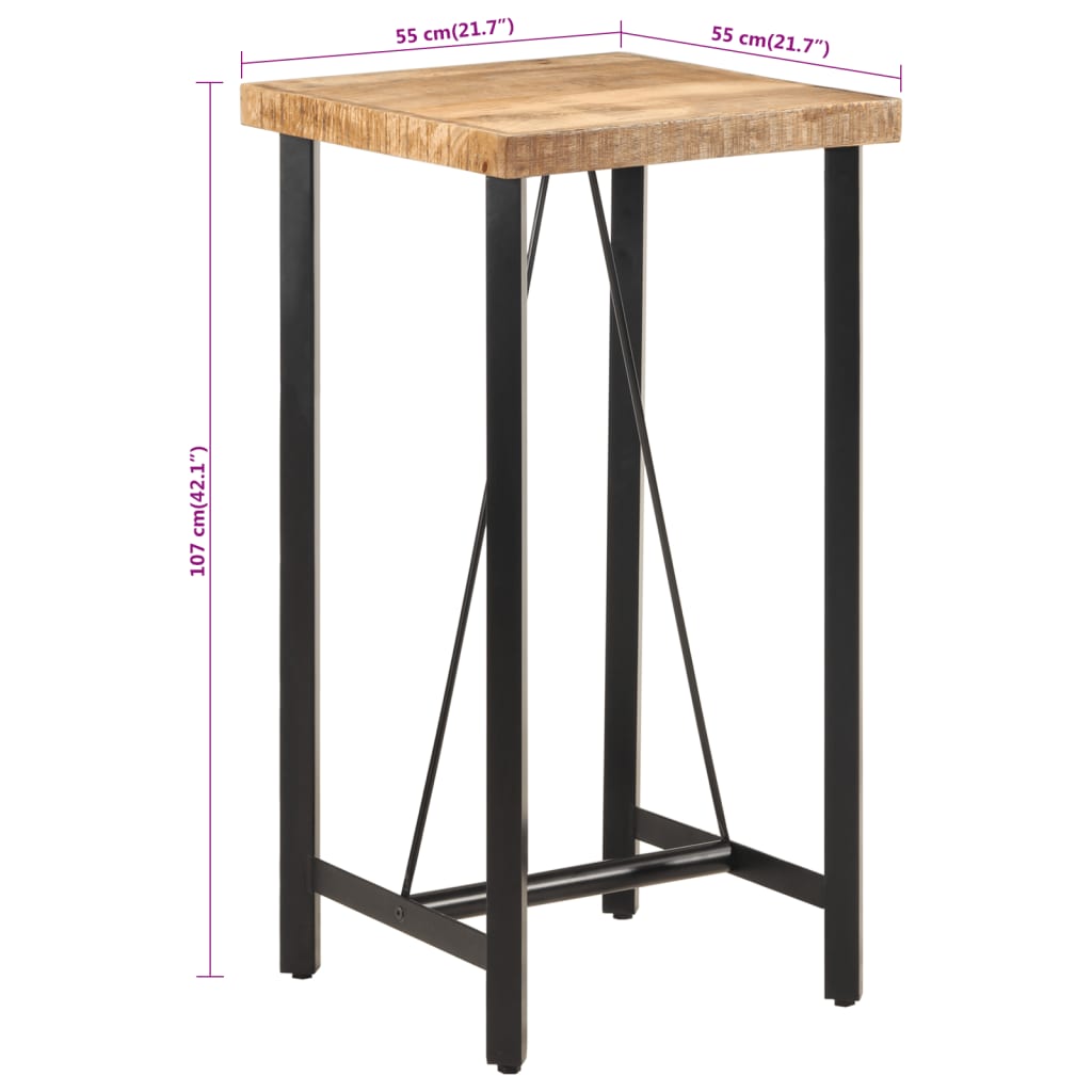 Barbord 55x55x107 cm heltre mango og jern