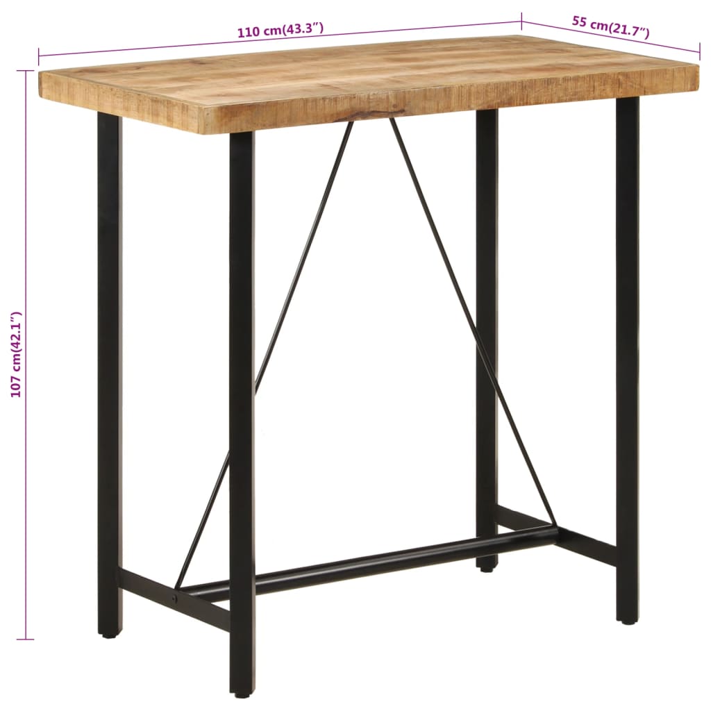 Barbord 110x55x107 cm heltre mango og jern