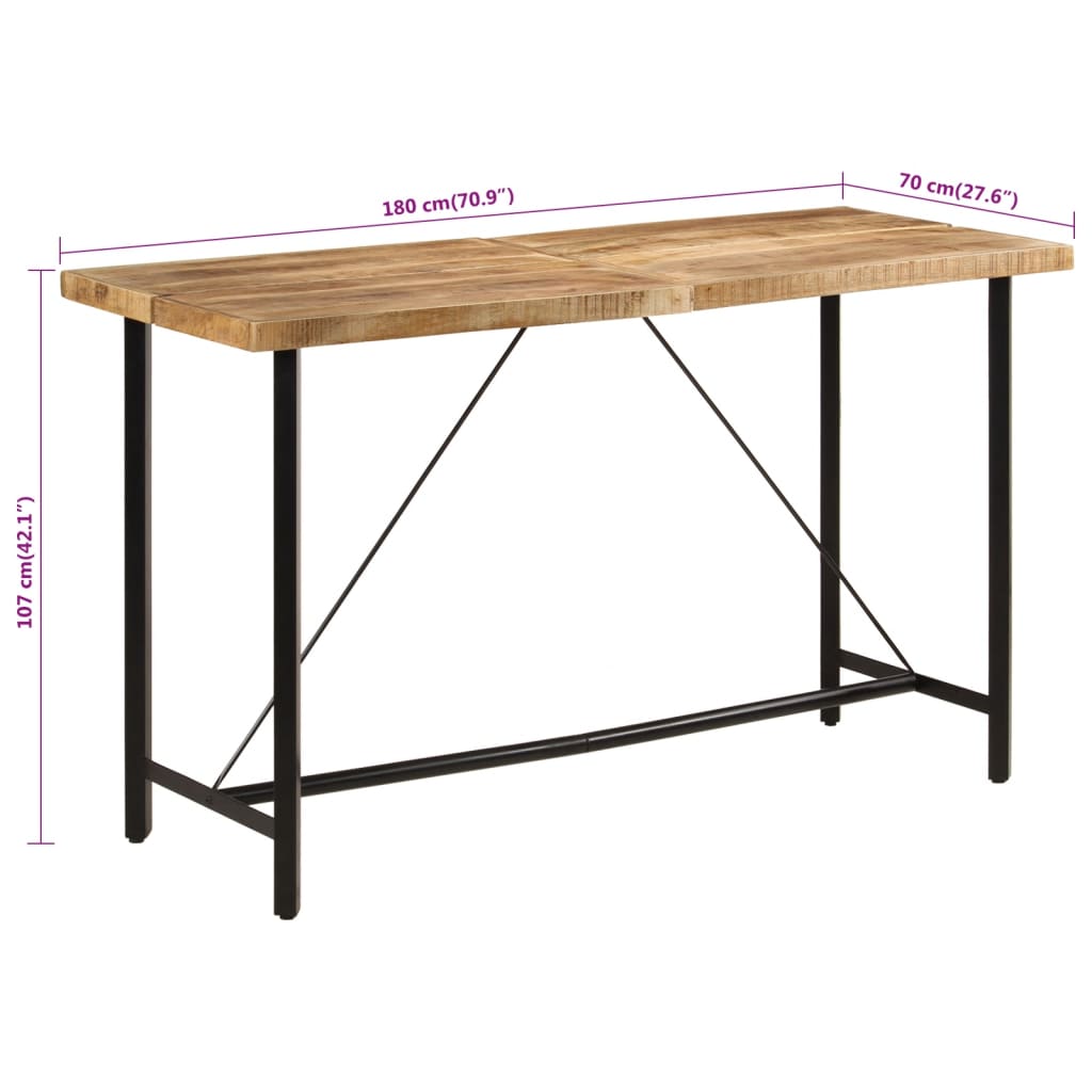 Barbord 180x70x107 cm heltre mango og jern