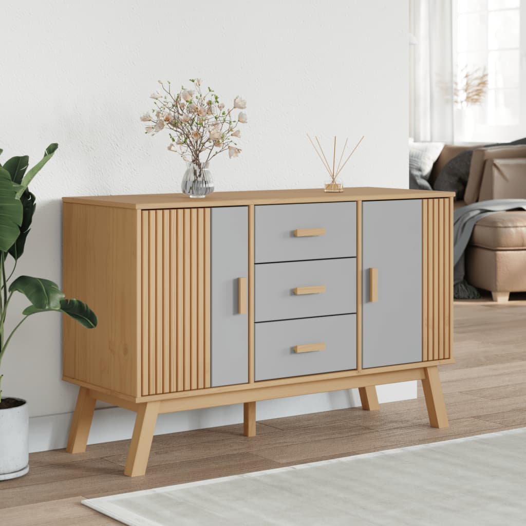 Skjenk Grå og Brun OLDEN 114x43x73,5 cm heltre furu