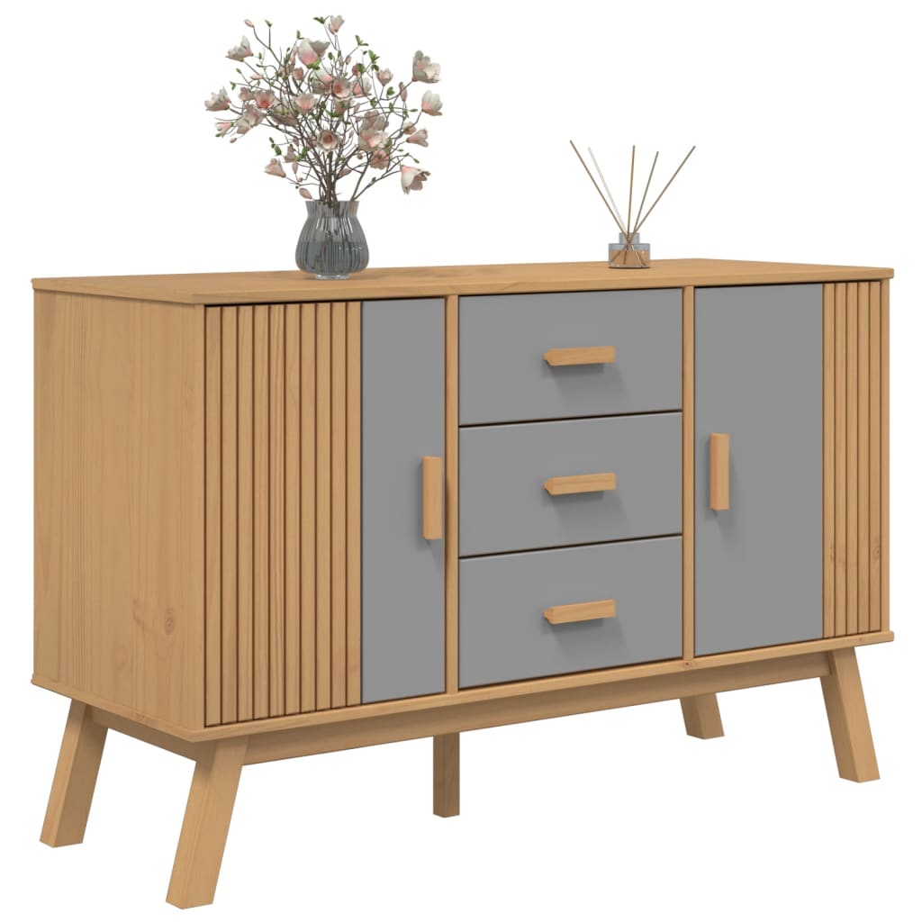 Skjenk Grå og Brun OLDEN 114x43x73,5 cm heltre furu