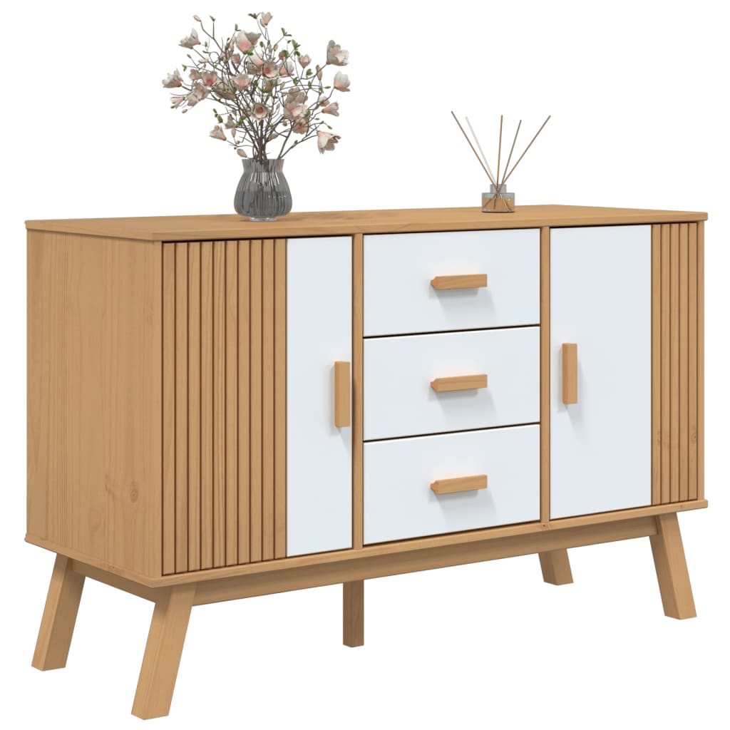 Skjenk Hvit og Brun OLDEN 114x43x73,5 cm heltre furu