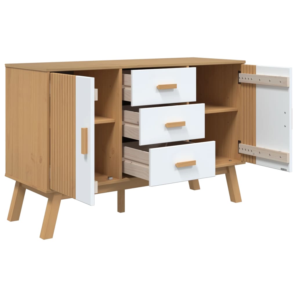 Skjenk Hvit og Brun OLDEN 114x43x73,5 cm heltre furu