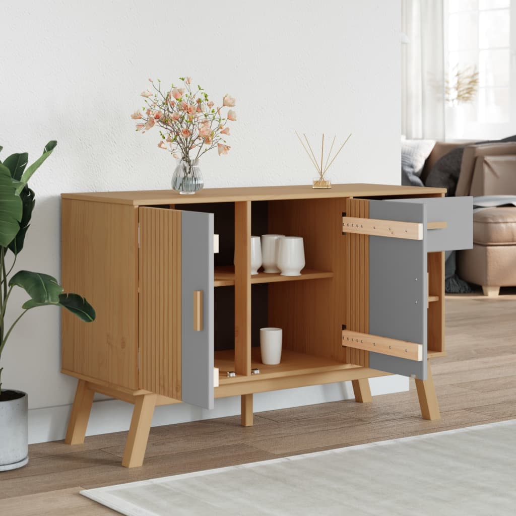Skjenk Grå og Brun OLDEN 114x43x73,5 cm heltre furu