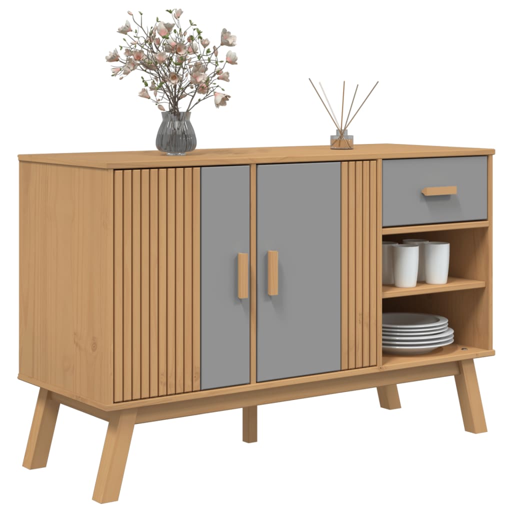 Skjenk Grå og Brun OLDEN 114x43x73,5 cm heltre furu