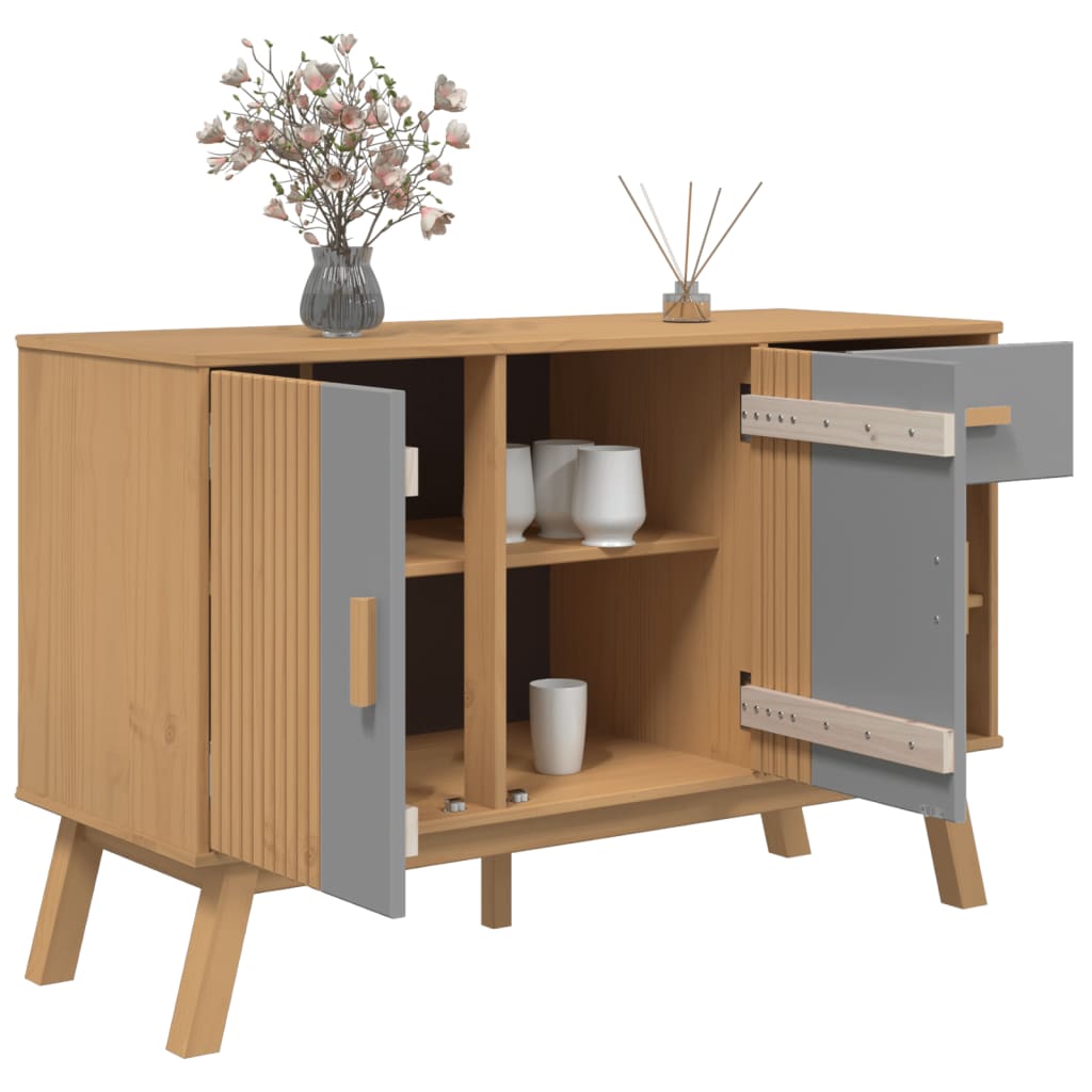 Skjenk Grå og Brun OLDEN 114x43x73,5 cm heltre furu