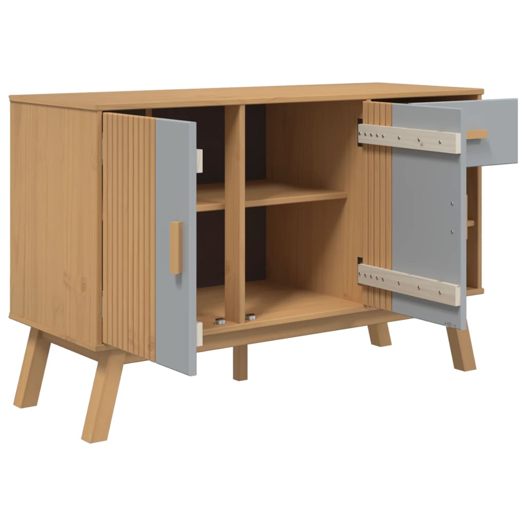 Skjenk Grå og Brun OLDEN 114x43x73,5 cm heltre furu