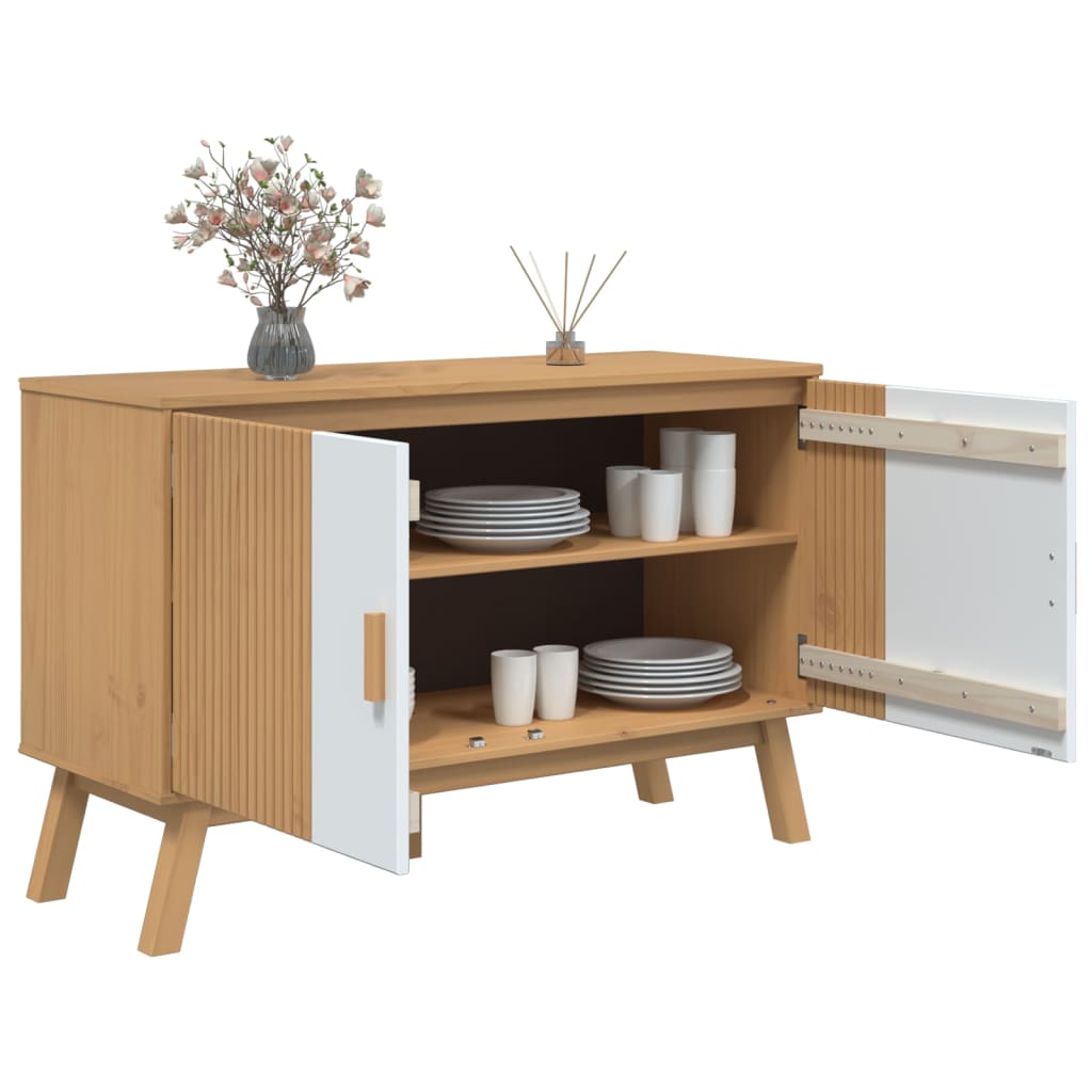 Skjenk Hvit og Brun OLDEN 114x43x73,5 cm heltre furu