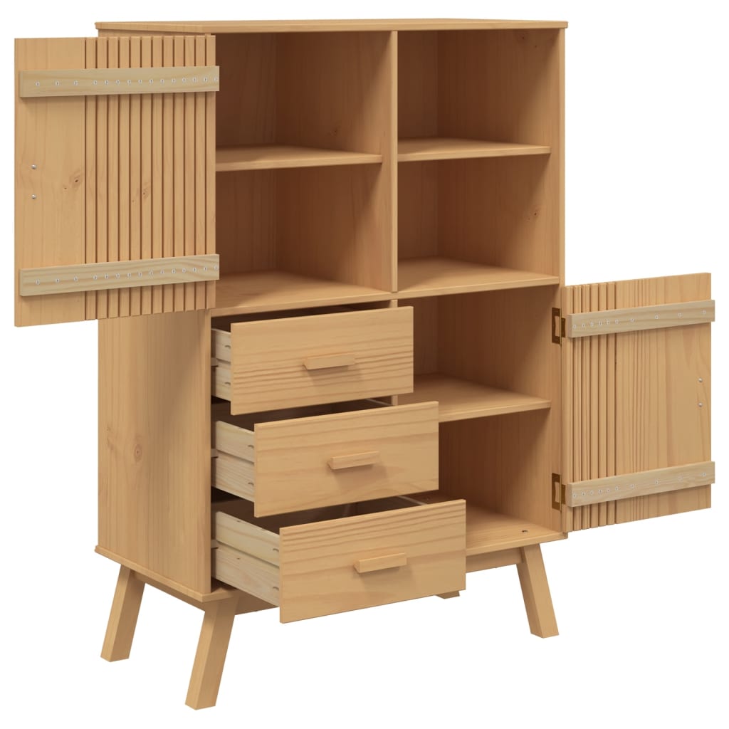 Skap Brun OLDEN 85x43x125 cm heltre furu