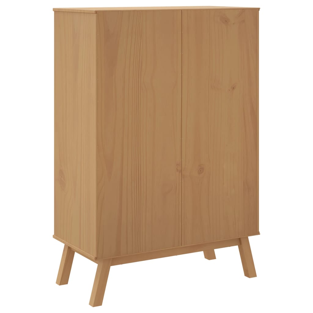 Skap hvit og brun OLDEN 85x43x125 cm heltre furu