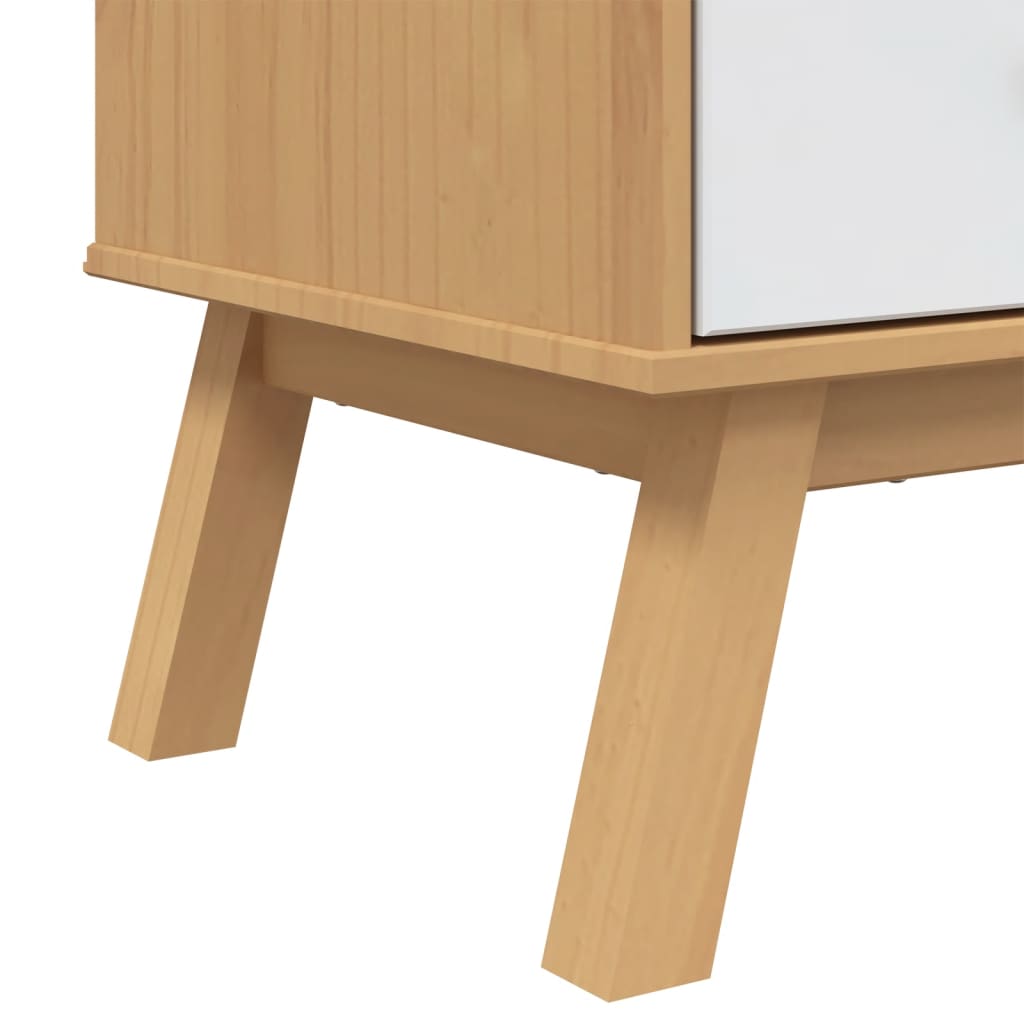 Skap hvit og brun OLDEN 85x43x125 cm heltre furu