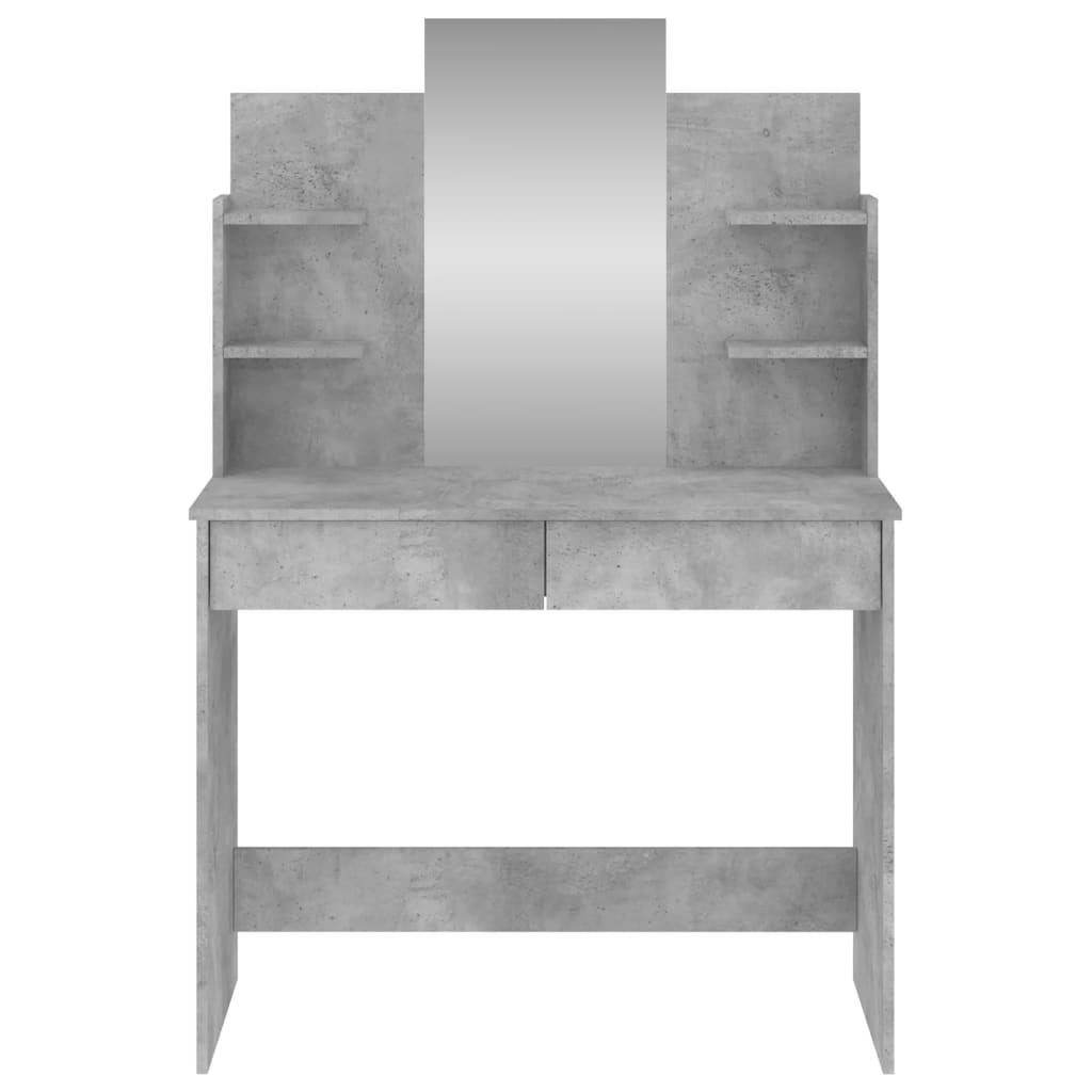 Sminkebord Betonggrå speil 96x39x142 cm