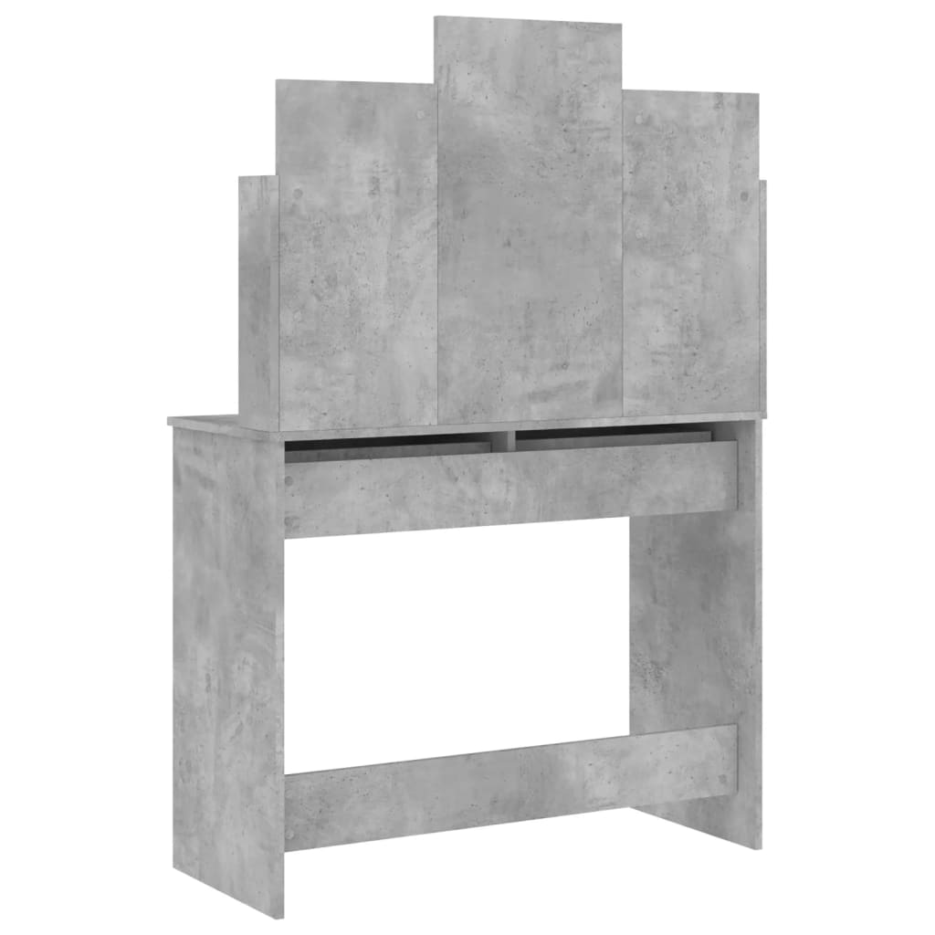Sminkebord Betonggrå speil 96x39x142 cm