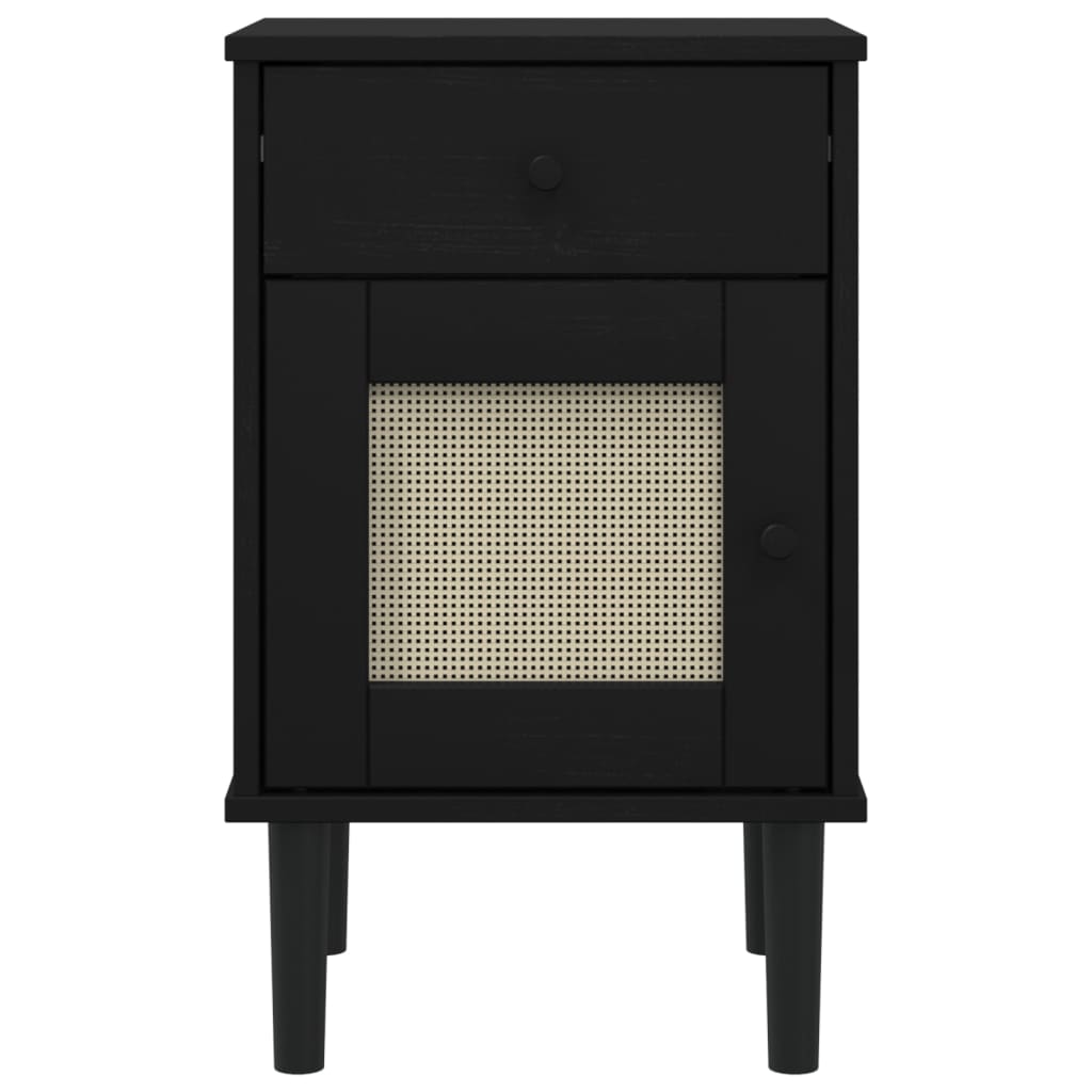 Nattbord Sengbord Svart SENJA rotting utseende 40x35x65 cm heltre furu