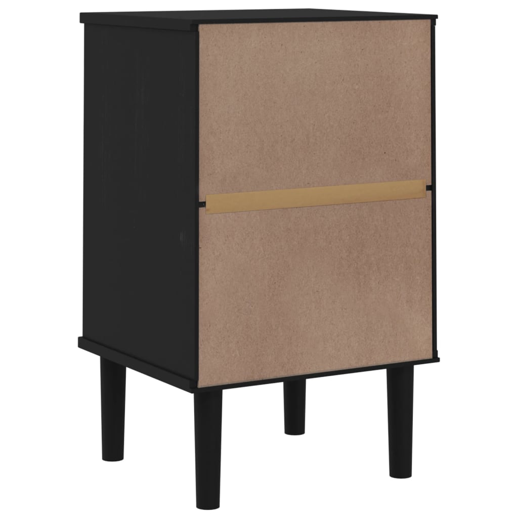 Nattbord Sengbord Svart SENJA rotting utseende 40x35x65 cm heltre furu