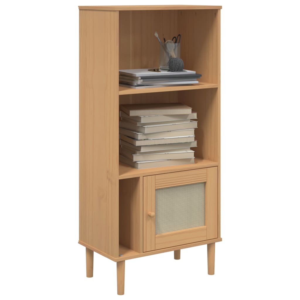 Bokhylle Brun SENJA 60x35x130 cm heltre furu