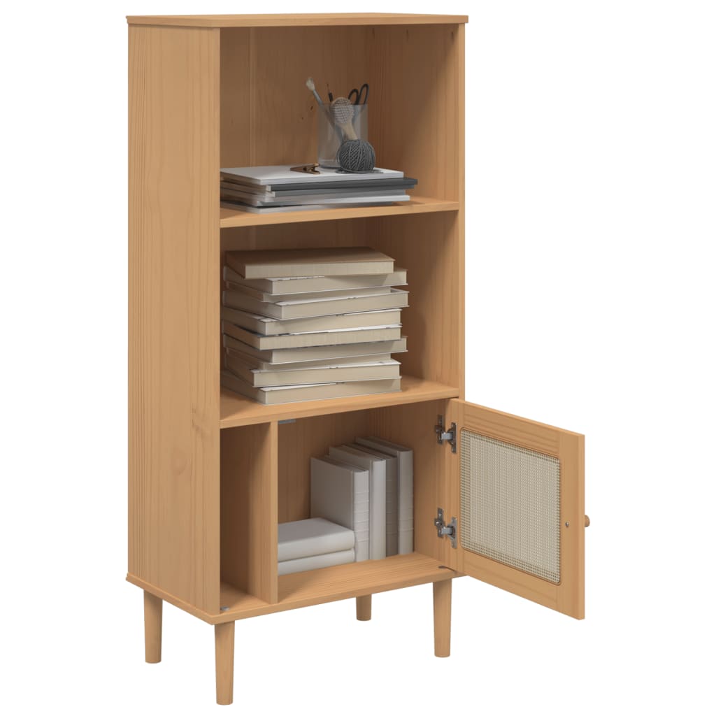 Bokhylle Brun SENJA 60x35x130 cm heltre furu