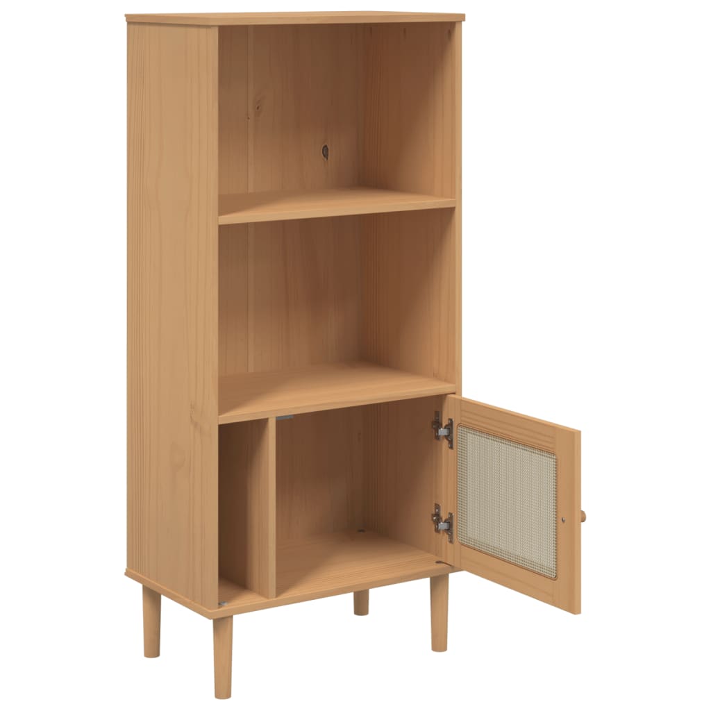 Bokhylle Brun SENJA 60x35x130 cm heltre furu