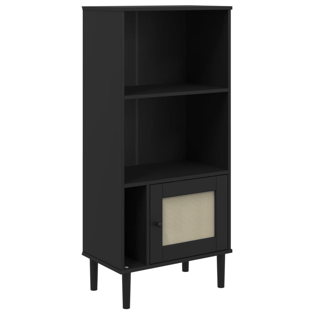 Bokhylle Svart SENJA 60x35x130 cm heltre furu