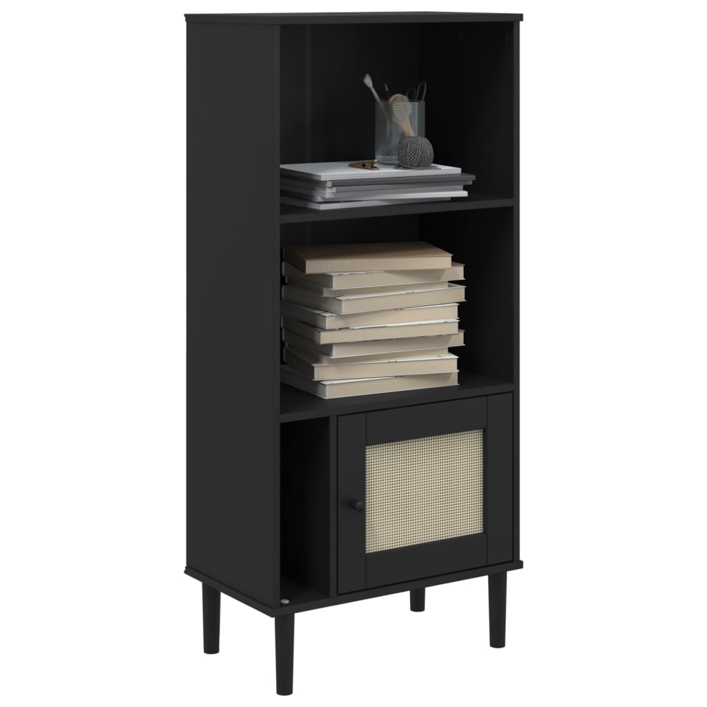 Bokhylle Svart SENJA 60x35x130 cm heltre furu