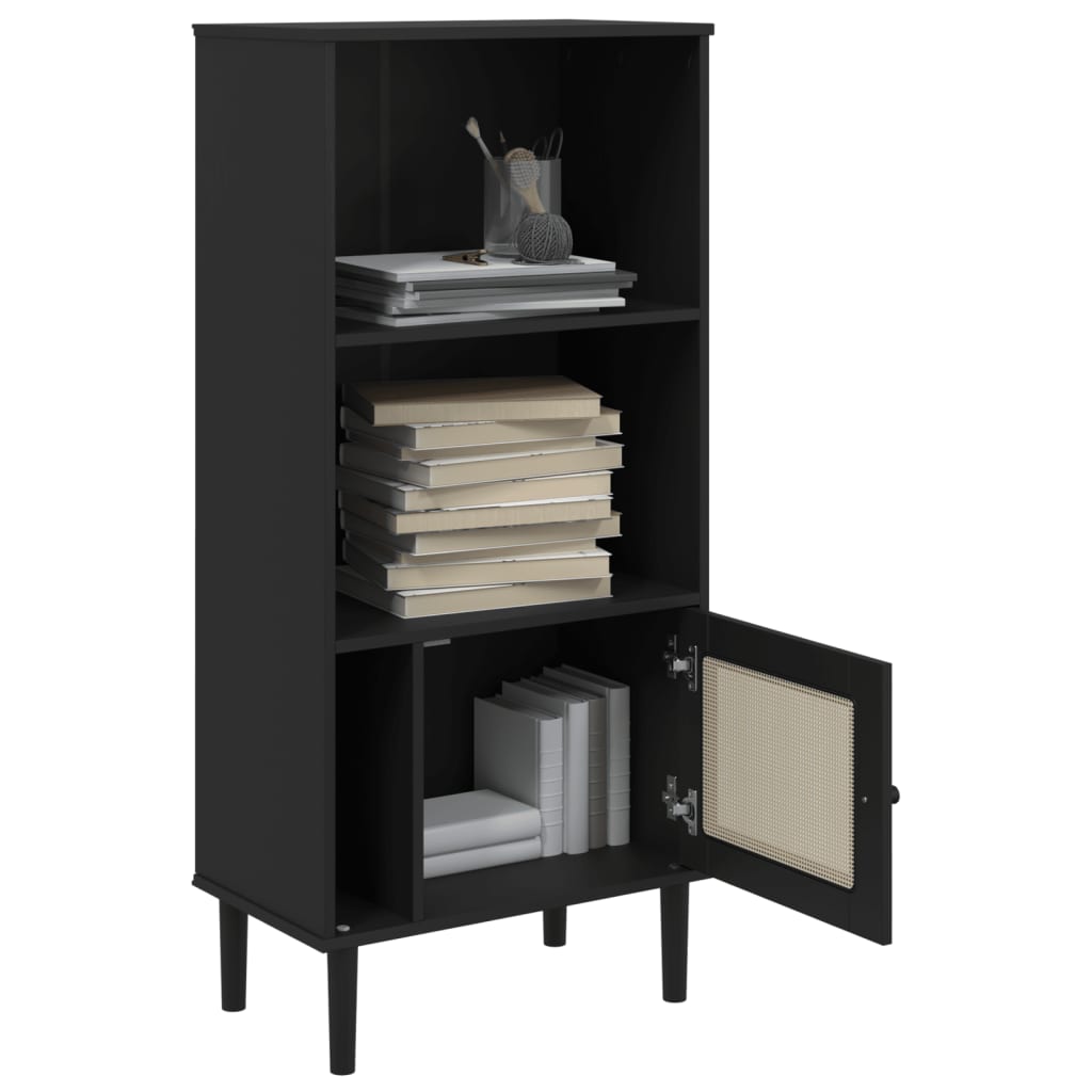 Bokhylle Svart SENJA 60x35x130 cm heltre furu