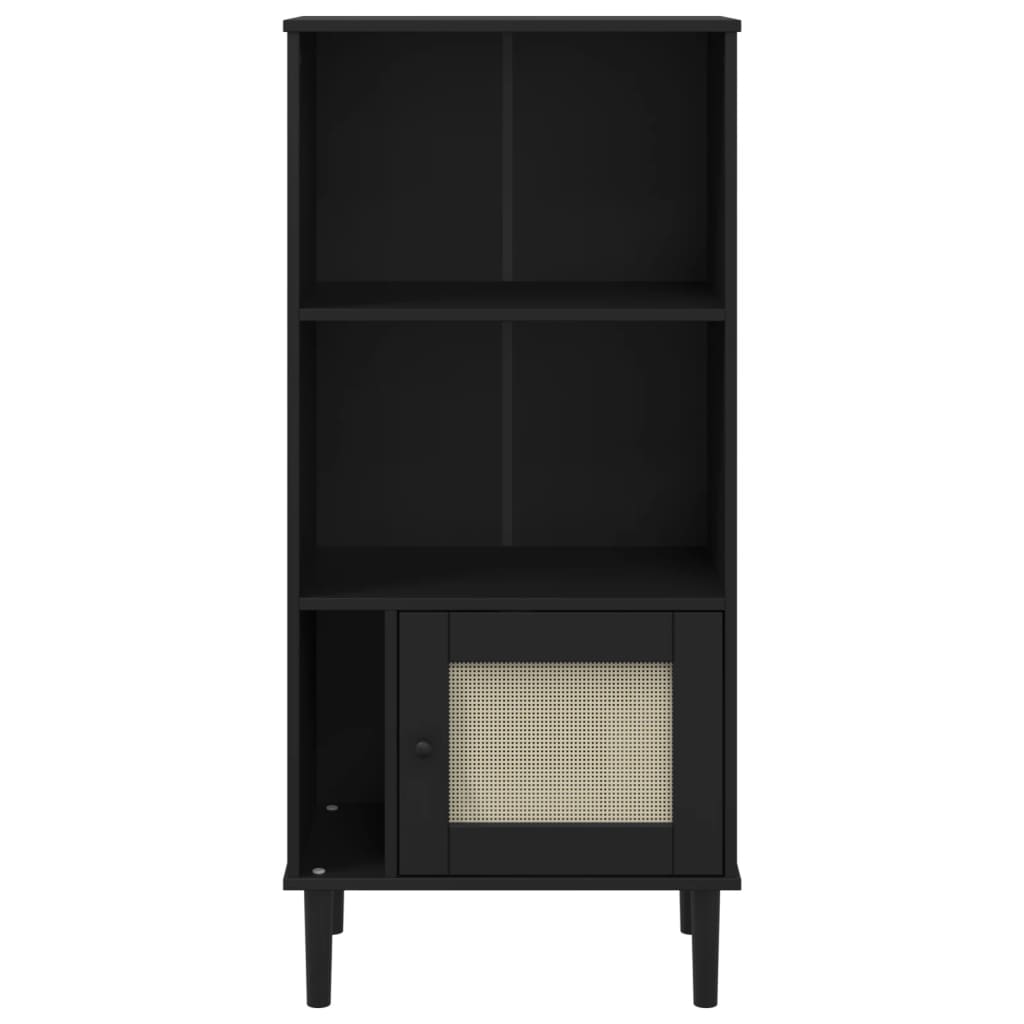 Bokhylle Svart SENJA 60x35x130 cm heltre furu
