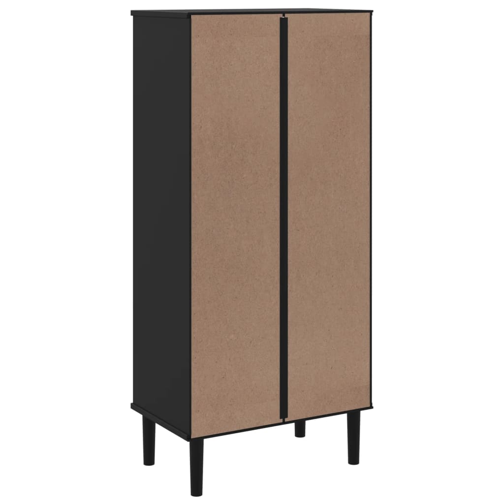 Bokhylle Svart SENJA 60x35x130 cm heltre furu