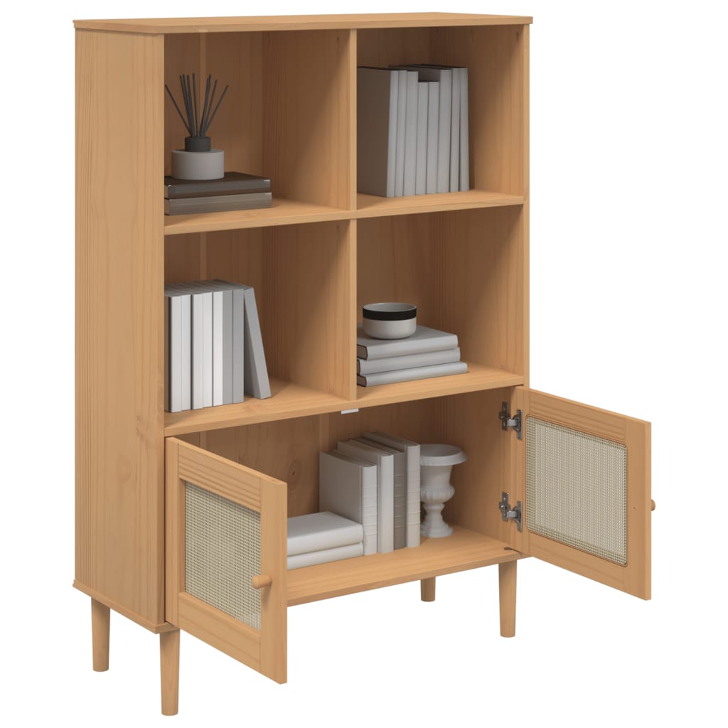 Bokhylle Brun SENJA 90x35x130 cm heltre furu