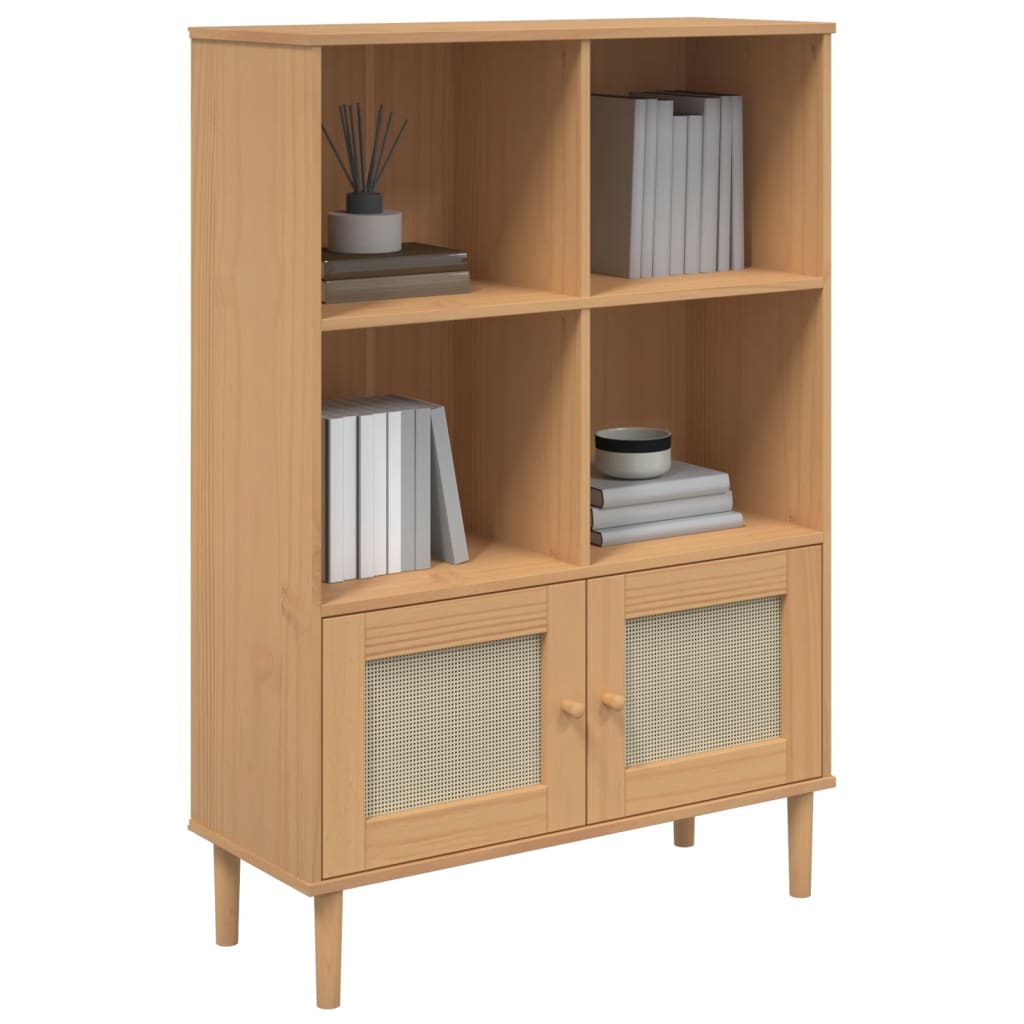 Bokhylle Brun SENJA 90x35x130 cm heltre furu