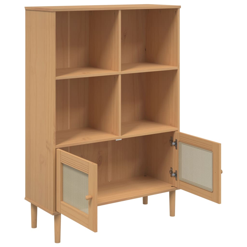 Bokhylle Brun SENJA 90x35x130 cm heltre furu
