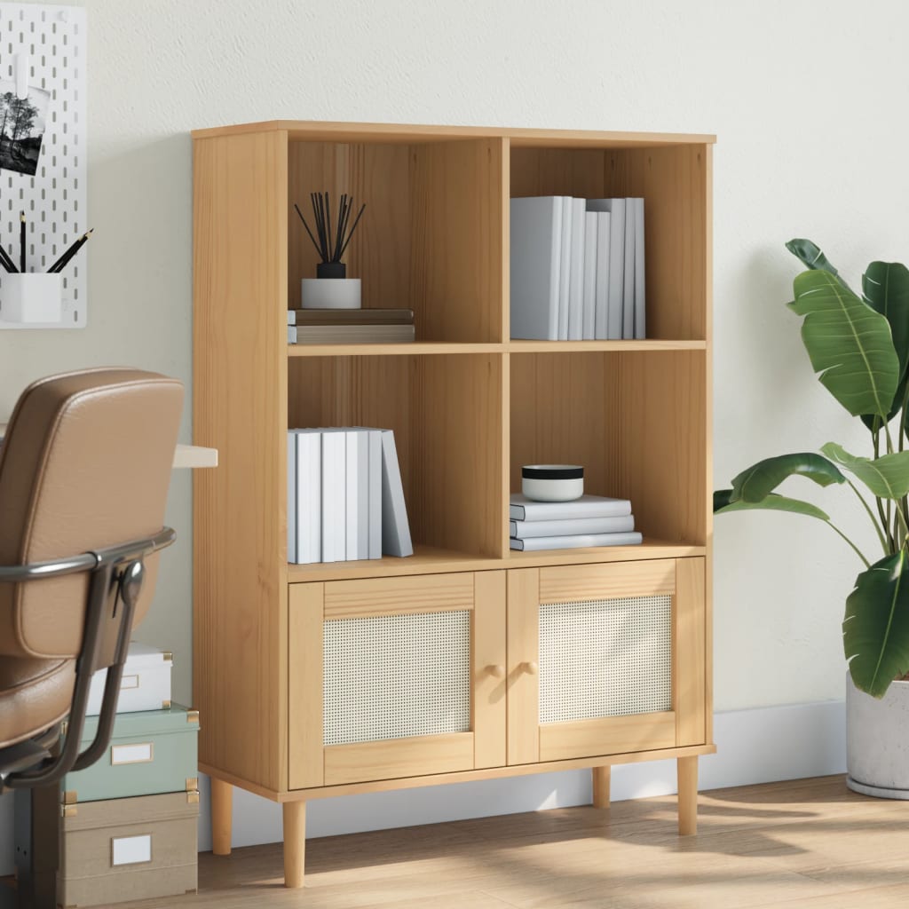 Bokhylle Brun SENJA 90x35x130 cm heltre furu