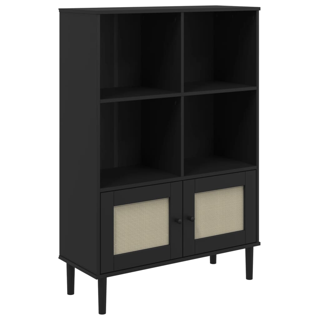 Bokhylle Svart SENJA 90x35x130 cm heltre furu