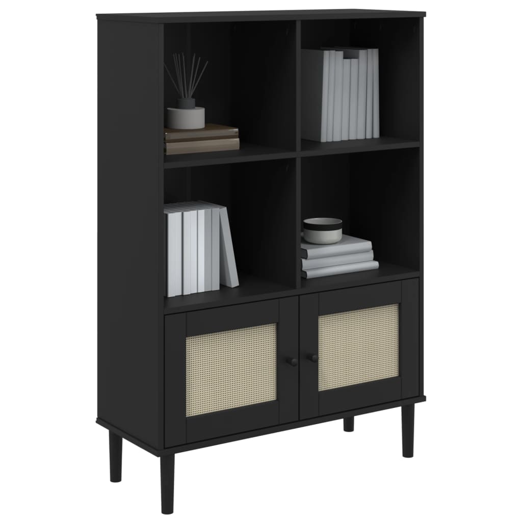 Bokhylle Svart SENJA 90x35x130 cm heltre furu